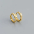 Orecchini a cerchio in argento S925 placcato oro con zirconi rettangolari fini - Pietra Rettangolare / Oro