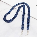 Dunkelblaue Brillen-Kette aus Acryl mit Marmortextur und silbernem Karabiner-Verschluss - Dunkelblau Marmor