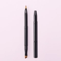 Professional double-headed retractable lip and concealer brush with sleek black finish - Double Ended Angled Brow Brush / Black