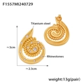 Orecchini a spirale dorati in acciaio al titanio con strass e dimensioni - Acciaio al titanio / Oro Strass Bianchi