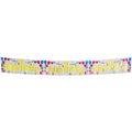 Scritta dorata Happy Birthday su striscione a frange bianco per decorazioni di feste - Carattere a blocchi inglese Bianco