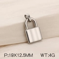 Silver stainless steel padlock pendant measuring 19x12.5mm and weighing 4g for DIY jewelry - Medium Smooth Lock Pendant (KP120409-Z)