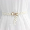 Ceinture élégante en perles avec boucle nœud dorée et strass pour les robes chic - Perle Strass X Dorée