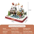 Christmas LED musical ski village house ornament with Santa sleigh and reindeer - Flying Reindeer Music Style