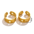 Adjustable 8mm golden stainless steel ring featuring Jesus and cross hollow cutout design - Gold-JESUS Cross