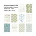 50 sheets of geometric patterned scrapbooking paper in yellow and blue, 56x83mm size - Mango Milk Roll