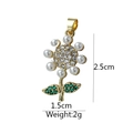 Golden sunflower pendant with white pearls and crystals, height 2.5cm, weight 2g - D9016JL Flower