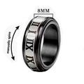 8mm men's fidget ring with Roman numerals and black silver spinning band - US 8 / Roman Numerals
