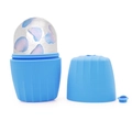 Bright blue silicone ice face roller with floral ice core for skincare massage - Striped Style - Blue