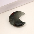 Crescent moon-shaped green bloodstone with red spots semi-precious stone ornament - African Blood Stone