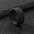 Minimalistischer 10mm breiter schwarzer Edelstahlring mit gewebter Netzstruktur Textur - US 6 / Schwarz