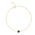 Detail of S925 silver gold bracelet with a round cut red stone and hallmark tag - Bracelet / Coffee / 18K Gold
