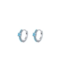 Vintage S925 sterling silver hoop earrings with sky blue turquoise stones - Turquoise Style (RHE973) / 925 Silver