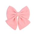 Pink chiffon bow hair clip for women with textured linen fabric on a white background - Pink (17)