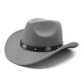 Detailed view of gray cowboy hat with curved brim and vintage embossed metal studs - M(56-59CM) / Gray