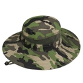 Outdoor wide brim sun hat in jungle camouflage with adjustable wind rope and mesh vents - Adjustable / Light Grass Green