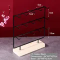 Espositore per gioielli in metallo nero a 3 livelli con 15 ganci e base in legno - 15 Ganci / Nero