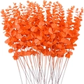 Artificial orange eucalyptus stems for autumn home decor and wedding flower arrangements - Orange