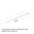 Collar de cadena de serpiente octogonal en plata 925, ancho 0,8mm con cierre resorte - 0.8 Cadena de Serpiente Octogonal