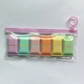 Mini pill-shaped highlighters in a 6-color set within a clear PVC zipper pouch - Flat Candy