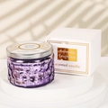 Velvet Rose scented soy candle in purple embossed glass jar with elegant gift box - Starry Purple (Rose & Sandalwood)
