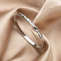 Silver-colored geometric faceted open cuff bracelet made of durable stainless steel - 4mm Width / Silver