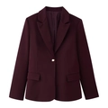 Tailleur blazer bordeaux cintré pour femme avec épaulettes et bouton doré élégant - XS / Outerwear / Bordeaux