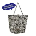 Borsa tote in tela con stampa leopardata, etichetta fatta a mano e grande capacità - Borsa Tote Reversibile Fronte-Retro Leopardata Bianca