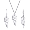 Silbernes Schmuckset mit Flammen-Anhänger Halskette und passenden Hakenohrringen - Silber Flammenform (DZ-169)