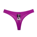 Seamless purple ice silk thong featuring a cute cartoon French Bulldog with crown print - Rose Red Dog