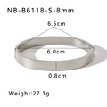 Silver 18K gold plated stainless steel 8mm bangle with size and weight measurements - 8mm Width / Silver