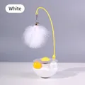 Giocattolo a dondolo bianco per gatti con design a uovo fritto, piuma e campanellino - Bianco