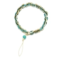 Detailed view of resin acrylic chain strap with marble texture links and gold rings - SL1843-Cyan White Dark Green Marble