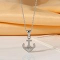 Collana con ciondolo ad ancora in acciaio inossidabile, cuore e zircone argento - Acciaio al titanio/Zircone / Ancora Cuore Argento-N0140S