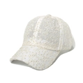 Gorra de béisbol de encaje blanco con elegante bordado floral y tejido de malla transpirable - M (56-58cm) / Beige