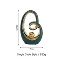 Modern abstract ceramic ornament in emerald green and gold finish with single circle design - Dark Green Gold (Single Circle Style)