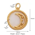Golden sun and moon pendant with white shell inlay and beaded edge detail - Gold Moon Star Disc White Shell