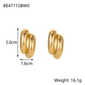Detailed size specifications for gold textured double-layered hoop earrings 3.0cm height - Double Layer Ring Style (BE47115BW0)