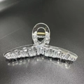 Transparent 13cm oversized hair claw clip with sleek acrylic finish and metal spring - Glossy Clear - Cross 13cm
