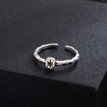 Bague étoile argentée avec texture lave vieillie et anneau réglable de style rétro - Style à Motif Étoile (JZ0245) / Argenté
