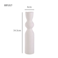 Weiße Keramikvase mit Rillenstruktur für nordische Deko, 34,5 cm hohe schlanke Form - Weiße gerippte schlanke Vase hoch (HP1517)