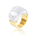 Modieuze 18k vergulde brede ring met een groot gefacetteerd helder kristal - US 6 / Wit Goud (KR31891-K)