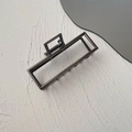 Minimalist gunmetal grey rectangular hollow metal hair claw clip for elegant styling - Square Style / Gunmetal