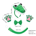 Green crocodile dinosaur animal costume set with headband paws bowtie and long tail - 3D Crocodile 3-piece Set + Grass Green Gloves