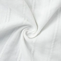 Close-up of white summer shirt showing vertical jacquard texture and lace fabric detail - S / White