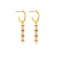 Orecchini a cerchio C in argento 925 con zirconi champagne e finitura dorata - Argento 925 / Oro 18K [Farfalla Champagne]