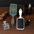 Bohemian style air cushion hairbrush with colorful geometric ethnic patterns - Customizable Pattern / Green