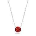 Elegante collana in argento S925 con ciondolo in granato rosso dal taglio smeraldo - Argento 925 / Ciondolo in Zirconia Rossa da 8mm (RHN2192)