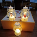 Three retro LED Christmas lanterns with Santa, Snowman and Tree holiday designs - White Christmas Marquee Lamp