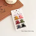 Set of 6 Morandi mini hair clips in various colors displayed on a white card - Mini Hair Clip Set (007#) / Set of 6